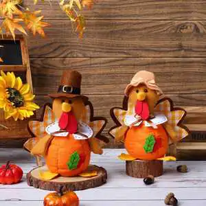 Cross-border Thanksgiving Turkey Doll Decoration Cute Classic Style Maple Leaf Harvest Festival Rudolph Ornaments Polyester