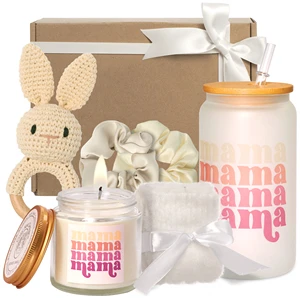 Personalized Mother's Day Gifts Set With Glass Mug Socks Candle Private Labels Gift Box for Mom
