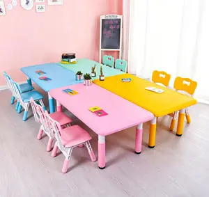 Kindergarten Desks And Chairs Children's Table Baby Plastic Game Table Adjustable Rectangular Table Kindergarten Furniture