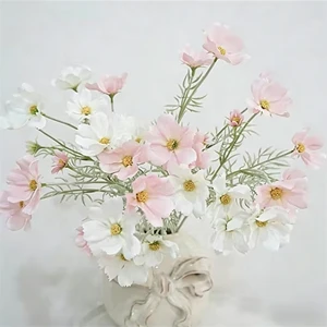 Kemin Artificial Silk Rose Daisy Flowers 6-Heads Soft Romantic Dreamy Design for Christmas New Year Chinese New Valentine's Day