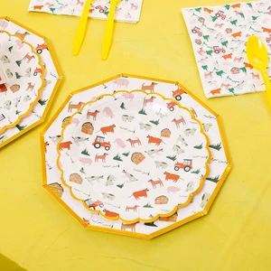 DAMAI Birthday Party Supplies Tableware Set for Kids Party Tableware & Table Decorations Party Supplies Paper Plates Cups