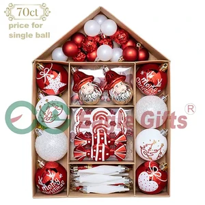 Gifts, Christmas Products, Small Christmas Balls, Sequined Red and White Christmas Tree Decorations
