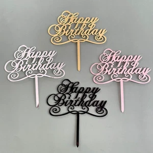 New Product Creative English Happy Birthday Acrylic Birthday Cake Topper Dessert Table Cake Decoration