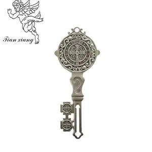 Wholesale Antique Silver American Style St. Benedict Key Casket Ornament Zinc Alloy Religious Adult Coffin Decoration TX