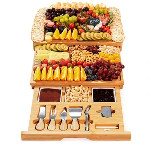 High Quality Extra Large Charcuterie Boards Gift Set Bamboo Cheese Board And Knife Set Cool Meat Cheese Platter Tray Forf Home