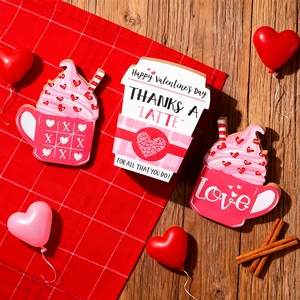 3PCS Wooden Coffee Cup Centerpiece for Valentine's. Ideal for Candlelit Dinners, Cozy Gatherings & Family Reunions