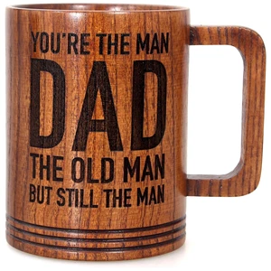 Gifts for Dad Fun Coffee Mugs Father's Day Birthday Gifts Cool Dad Birthday Christmas Gifts Large Wooden Beer Mugs