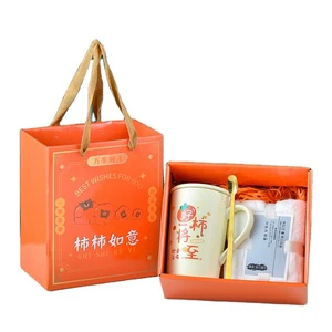 Wedding souvenir cup ceramic high-value water cup mug towel set creative opening event small gift gift box set