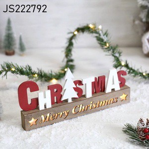 Christmas Products Merry Christmas Wooden Christmas Letter Led Light Ornaments