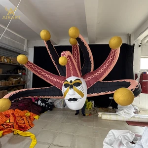 Carnival Mask Octopus Inflatable Art Halloween Spider for Venetian Themed Festival, Luxury Nightclub Party Backdrop Prop
