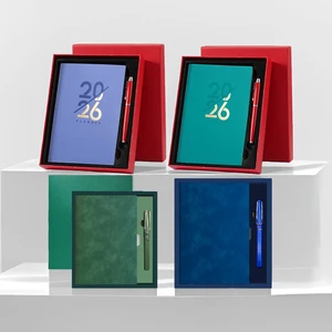 Corporate Luxury Fathers Day Birthday Printed Calendar Notebook Pen Gift Set Customizable Business Office Box for Men