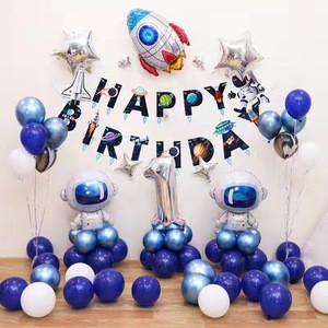 Wholesale Happy Birthday Paper Banner Children's Spaceman Letters Birthday Decorated Banners Paper Banner Backdrop