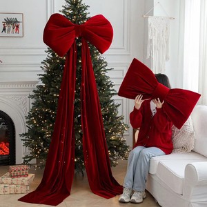 Fluffy Large Velvet Christmas Bows Giant Christmas Bows for Backdrop Party Room Wall Decor Christmas Tree Decoration