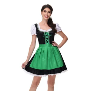 Women's Oktoberfest Maid Cosplay Costume German Traditional Festival Strapless Splicing Dress Beer Girl Costume Halloween