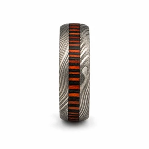 Jexmoo Custom Handmade Damascus Steel Ring with Ring Box Digital Printing-Perfect Father's Day Gift for Dad Husband Boyfriend