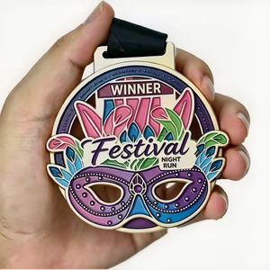 Factory Custom Die Cast Zinc Alloy Medal Soft Enamel Carnival Mask Medal With Engraved Text For Event Souvenir