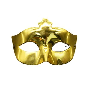 Venice Carnival Men Half Face High Quality Plastic Mask Silver/Gold Adult Size Letterpress Printed