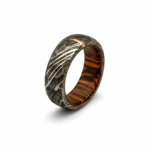 Jexmoo Custom Handmade Damascus Steel Ring with Digital Printing and Ring Box Perfect Father's Day Gift for Husband Boyfriend