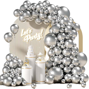 Wholesale Starry Sky Metallic Silver Chrome Balloons Garland Arch Kit-Rubber Material for Wedding Christmas Ramadan New Year