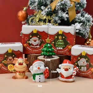 2023 Christmas Decorations Supplies Cute Promotional Gift Mini Small Animal Resin Santa Claus Kids Christmas Gifts