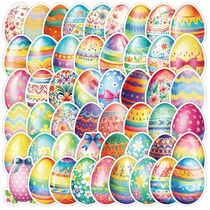50 Creative Easter Egg Graffiti Stickers For Water Bottles Mobile Phones Decorative Waterproof PVC & Resin Holiday Stickers