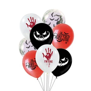 8PCS Set Halloween Balloon Set 12 Inch Pumpkin Horror Skeleton Latex Balloon Party Supplies Decoration