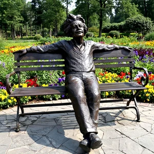TREVI Life Size Bronze Albert Einstein Chair Bench Statue Sculpture For Sale Outdoor Street Decoration