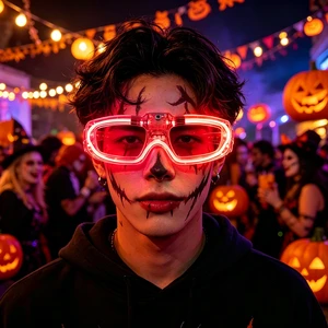Nicro Adults Cosplay Kids Luminous Halloween Accessories Glow in Dark Party Supplies Sunglasses Modes Light up Led Glasses