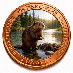 Direct Factory 1 Ounce Pure Copper Souvenir Coin Raised Outer Border UV Printed Inner Animal Design Personalized Artwork