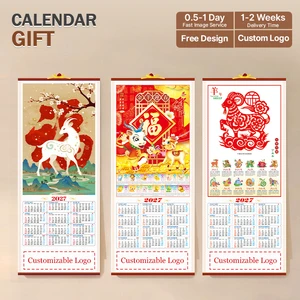 Bamboo Product Custom Print Chinese Calendar Hanging Scroll Calendar Custom Logo Design New Year Festival Ornament