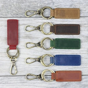 HR Stocked Custom Engraved Leatherette Keychain PU Leather Car Key Holder For Men Engraved Dad Keychain For Gifts