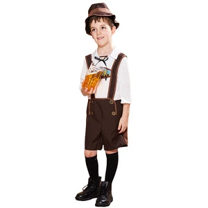 Germany Oktoberfest Costume for Kids Boys White Shirt Suspender Shorts Bavarian Festival Party Games Clothes Carnival Costumes