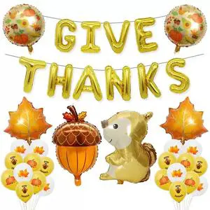 Thanksgiving Cupcake Topper Set 2.75in With Give Thanks Balloon 18in Autumn Party Supply Bundle