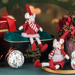 New Year Christmas Supplies Resin Handmade Fabric Reindeer Decoration Doll Pendant for Tree for Holiday Decorations