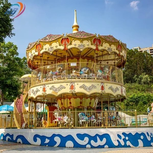 New Design Carnival Rides Amusement Park Fiberglass Double Deck Children Adult Merry Go Round Carousel Horse For Sale