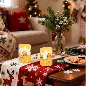 Custom Pattern Luxury LED Candle Light Multi-Color Slanted Mouth Flameless Wax Candle Decorative Electronic Candles For Gifts