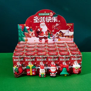 Limited Edition 24 Boxes Glossy Finish PVC Christmas Keychain Blind Boxes Festive Birthday Gifts Figurine Toys Santa Claus