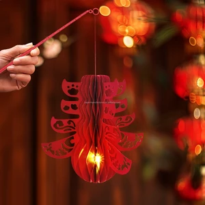 Happy New Year Chinese New Year Paper Ornaments Paper Crafts with Magnet Home Decor Luxury
