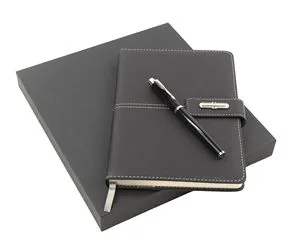 Father Day Present Writing Journal Gift Set with Custom Logo, Illuminated Vacuum Bottle, Premium Notebook Promo Pack with Pen