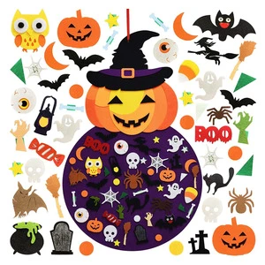 Halloween Holidays DIY Felt Craft Kits for Kids Pumpkin Witch Wall Hanging Ornaments for Kids' Art Craft Projects Holidays Decor
