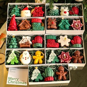 Handmade Christmas Tree and Deer-Shaped Scented Candles in Creative Gift Box Festive Decorations with Fragrance