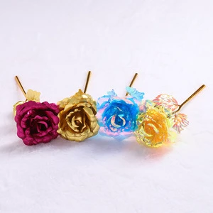 Gold Budding Rose Immersion Gold Plating Waterproof Plastic Rose ROMANCE Style Wedding Favor Mother's Day/Valentine's Day Gift