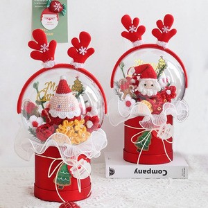 Most Popular Christmas Gift Children Christmas Knitting Wool Goods Christmas Gift Decoration Artificial Flower