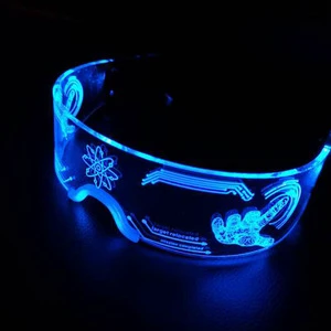 Custom logo New Neon Light up LED Glasses Acrylic Face Cover Birthday Party Decoration Supplies for Event Festival