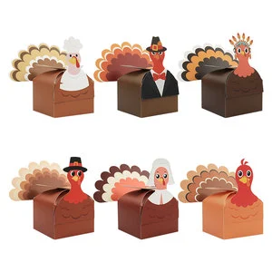 Thanksgiving Party Favor Gift Recyclable Paperboard Box Happy Thanksgiving Day Turkey Candy Treat Boxes Fall Harvest Supplies