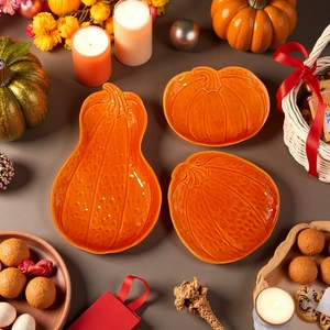 Ceramic Pumpkin Plate Fall Harvest Thanksgiving Tableware Dinner/Dessert/Appetizer Dish Autumn Home Decor Stoneware Plate