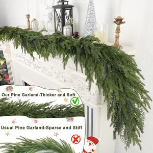 Hot Sale1.5M 1.8M 2.7M Real Touch Soft PE Pine Artificial Christmas Garlands Wreaths Hanging Ornaments Decoration