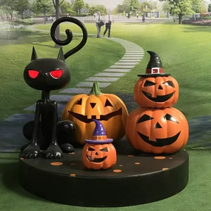 Pop Art Halloween Rental Props Resin Crafts Fiberglass Giant Horrible Pumpkin Props Ghost Statues for Events Decoration