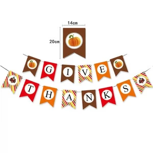 Thanksgiving Give Thanks Colorful Pumpkin Turkey Fall Autumn 14in Paper Banner Garland Table Centerpiece Seasonal