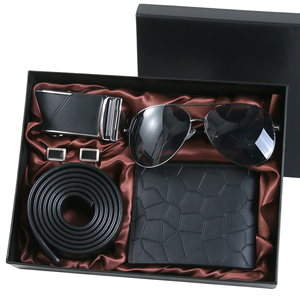 Wholesale Business Gift Sets for Father's Day Men's Belts Sunglasses & Wallets-Promotional Items with Printable Gift Cards
